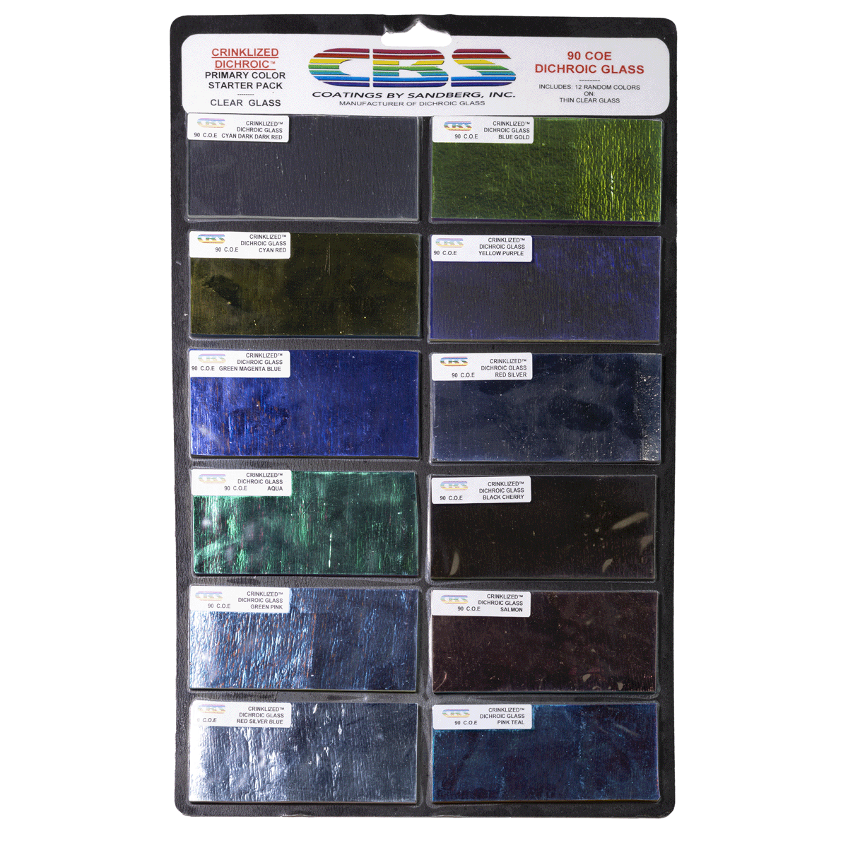 Crinkle Primary Color Clear Starter Pack Set on Thin Clear COE 90