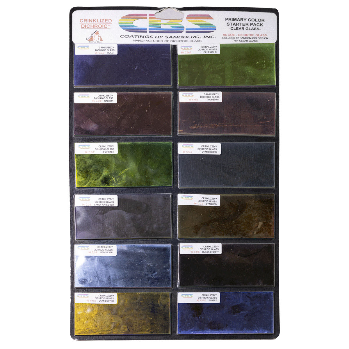 Crinkle Primary Color Clear Starter Pack Set on Thin Clear COE 96