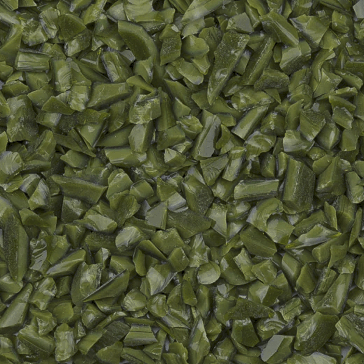 Olive Green Opal Mosaic Glass Frit, 8.5 oz