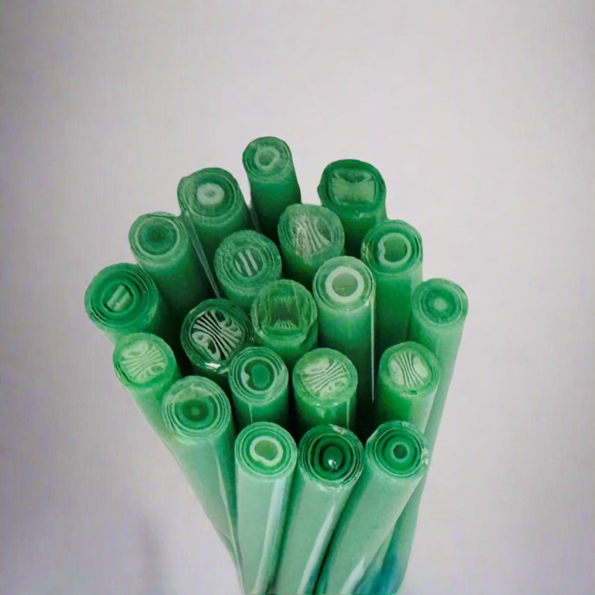 9" Murrini Cane - Jade Opal/White 90 COE