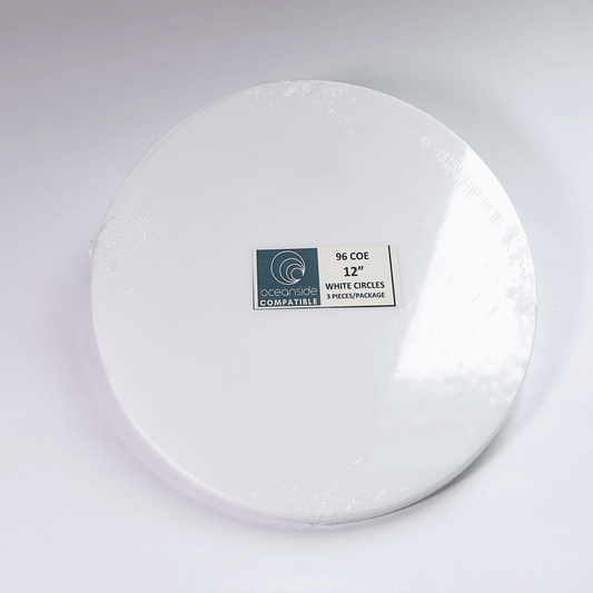 Pre-Cut 12" White Circles 90 COE - 3 mm - 10 per package