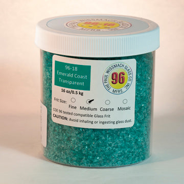 Wissmach 96 Emerald Coast Transparent Medium Frit - 1 lb.