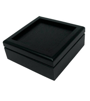 BLACK HINGED WOOD BOX 4-1/2"