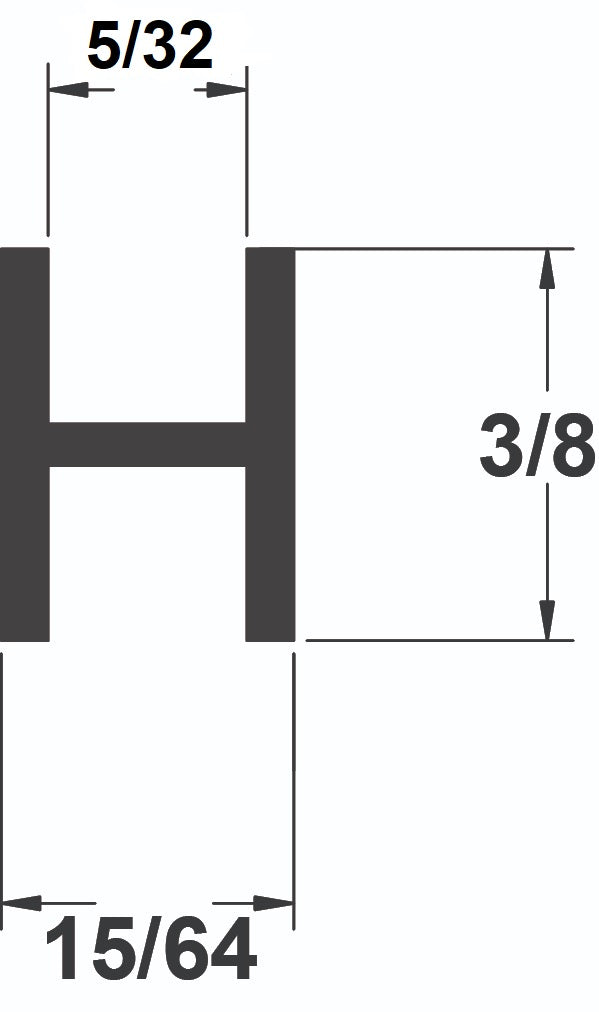 ZINC 3/8" (5/32''CHNL) FLAT H - SINGLE