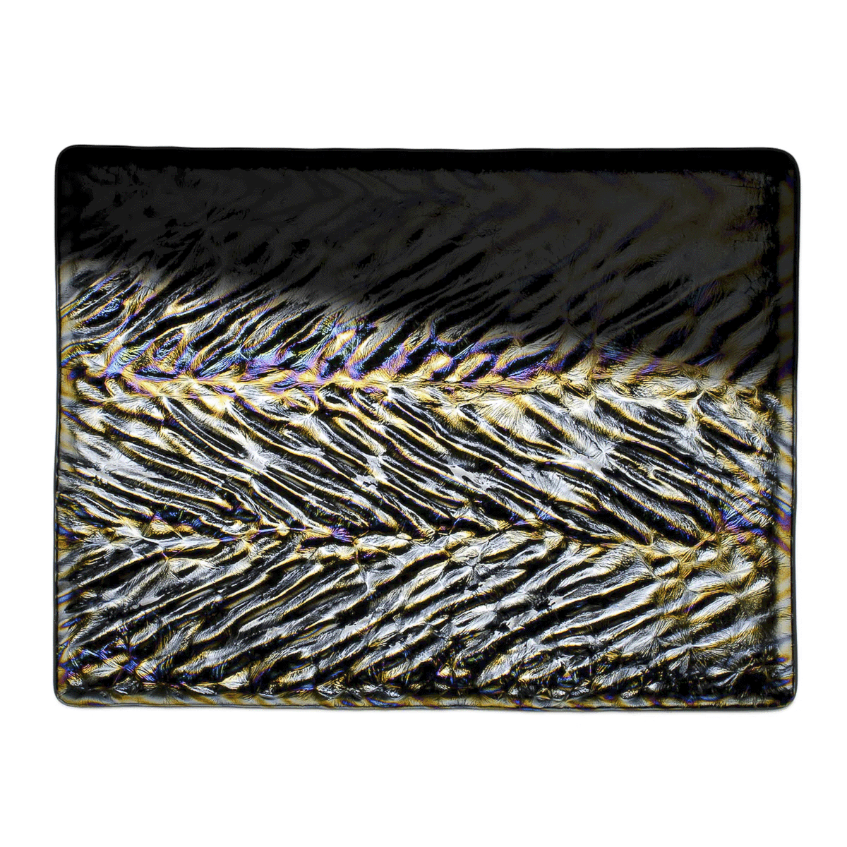 Black Herrinbone Ripple Iridescent, 3 mm - 10" square