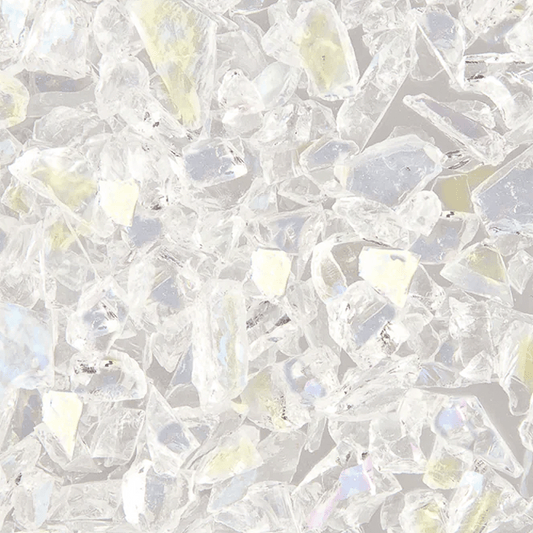 Clear Metallic Iridescent Mosaic Glass Frit, 8.5 oz