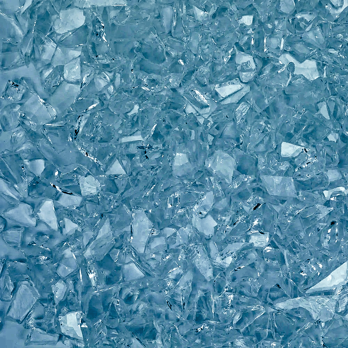 Steel Blue Transparent Mosaic Glass Frit, 8.5 oz