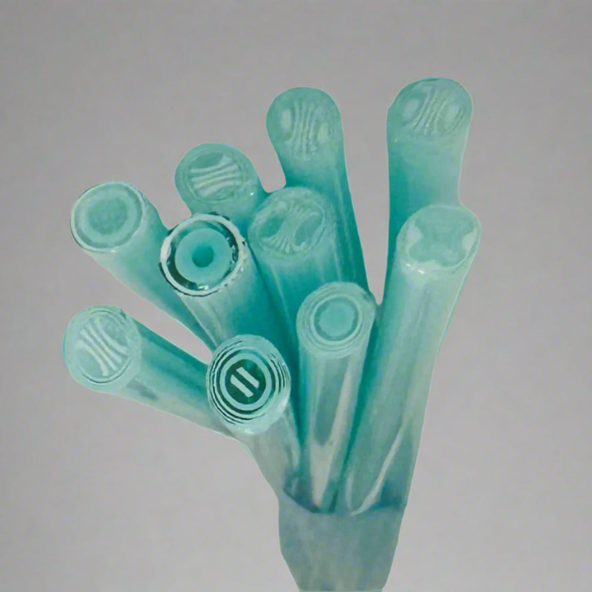 9" Murrini Cane - Turquoise/White 90 COE