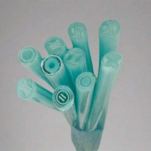 9" Murrini Cane - Turquoise/White 90 COE