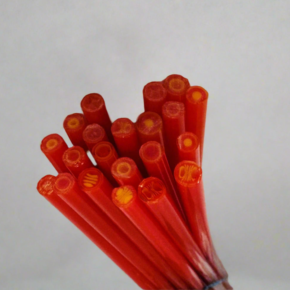 9" Murrini Cane - Red/Yellow 90 COE