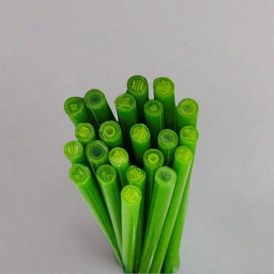 9" Murrini Cane - Spring Green/ White 90 COE