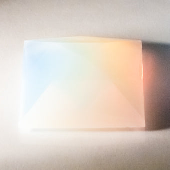 40MM SQUARE FACETED WHITE OPAL